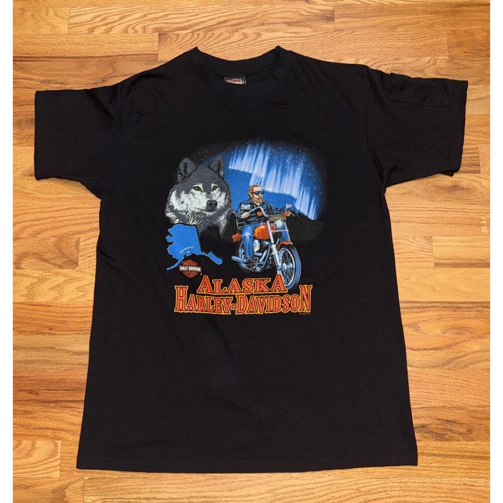 Vintage Rare 1995 Harley Davidson Wolf Anchorage Alaska T-Shirt Mens Size Large
